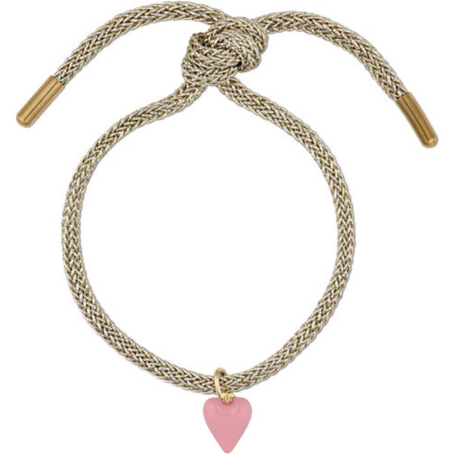 Lurex Bracelet with Mini Pink Enamel Heart