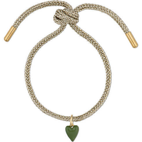 Lurex Bracelet with Mini Green Enamel Heart