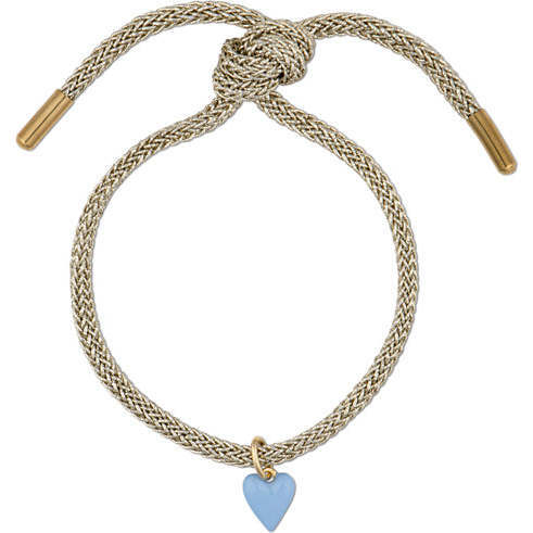 Lurex Bracelet with Mini Blue Enamel Heart
