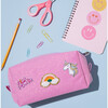 Glitter Pencil Pouch With Patches, Pink - Bags - 3