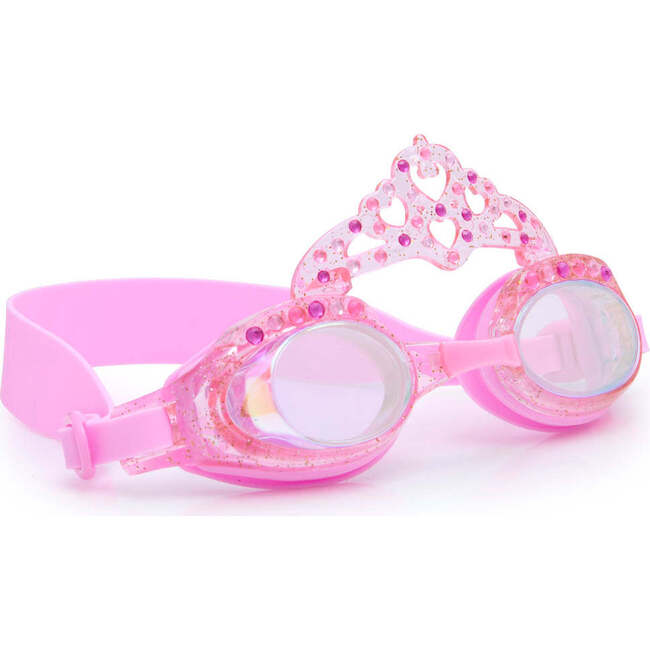 Pink Glitter Princess Crown Youth Swim Goggles, Pink