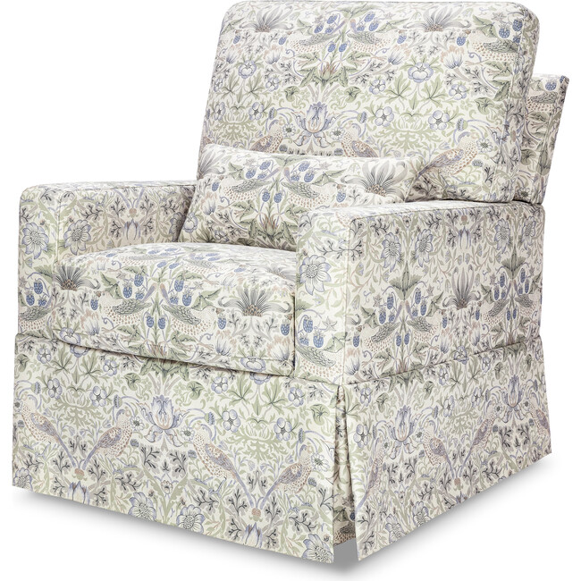 Crawford Pillowback Comfort Swivel Glider, Strawberry Thief in Fig & Thyme