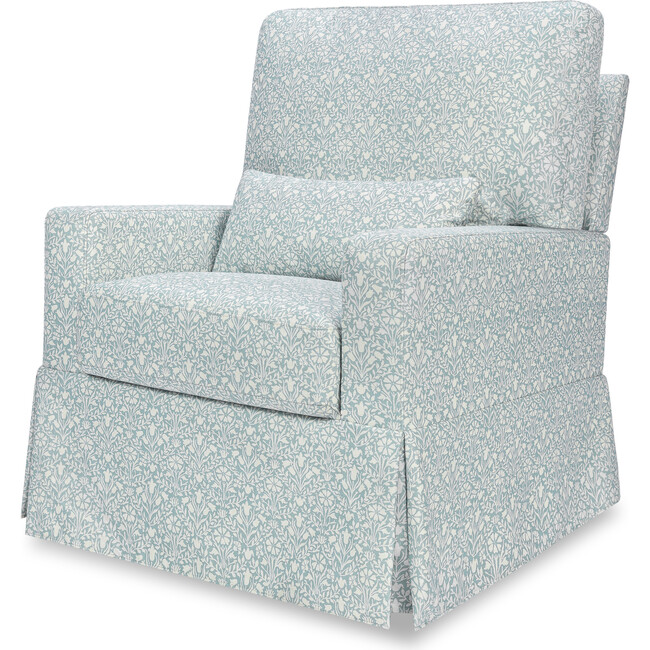Crawford Pillowback Comfort Swivel Glider, Bellflowers in Powdered Blue
