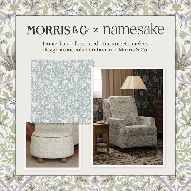 Tuffet Storage Ottoman Bellflowers, Powdered Blue - Ottomans - 3