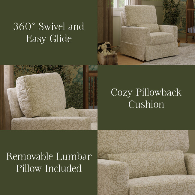 Crawford Pillowback Comfort Swivel Glider, Mallow in Ash - Glider - 4