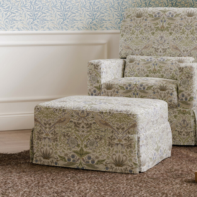 Crawford Gliding Ottoman, Strawberry Thief in Fig & Thyme