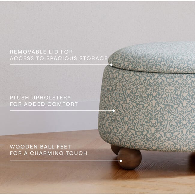 Tuffet Storage Ottoman Bellflowers, Powdered Blue - Ottomans - 5