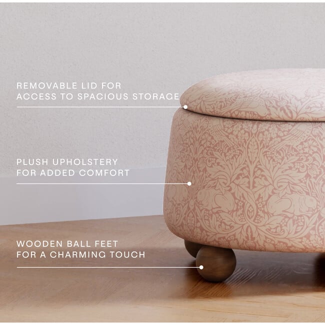 Tuffet Storage Ottoman, Pure Brer Rabbit in Rose - Ottomans - 5