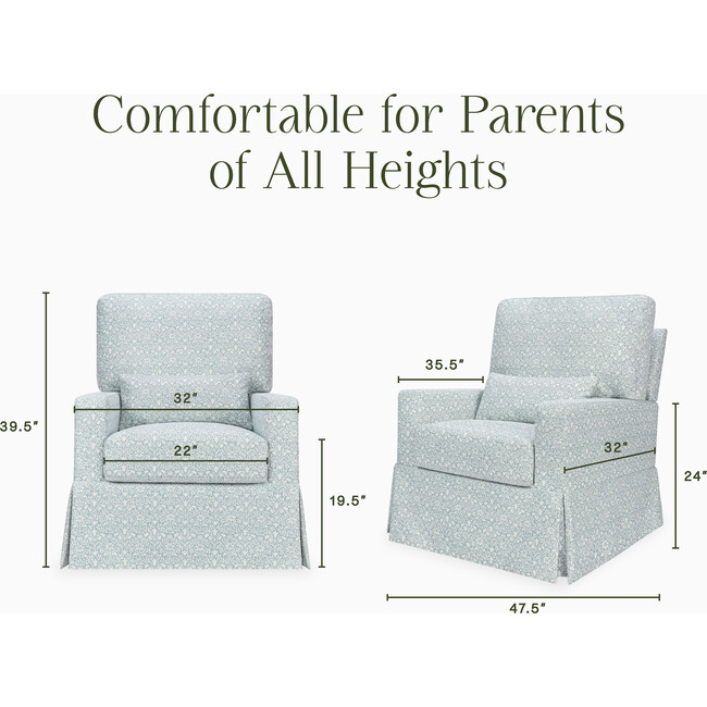 Crawford Pillowback Comfort Swivel Glider, Bellflowers in Powdered Blue - Glider - 6