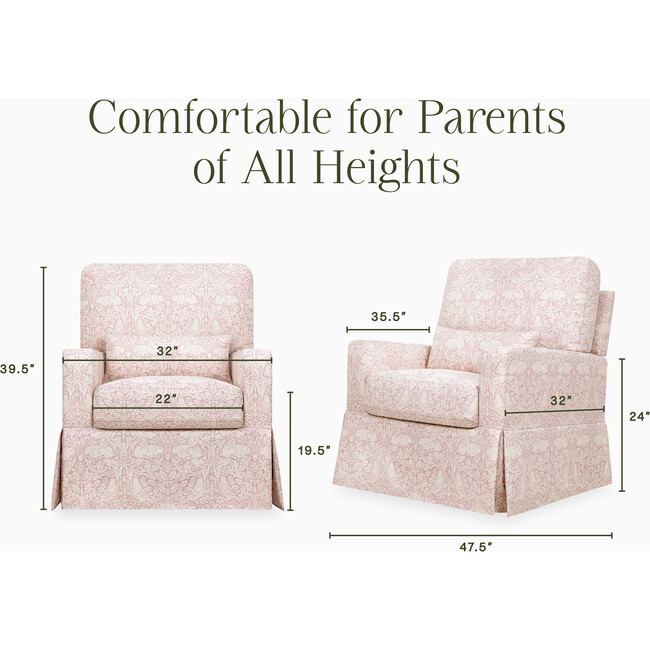 Crawford Pillowback Comfort Swivel Glider, Pure Brer Rabbit in Rose - Glider - 6