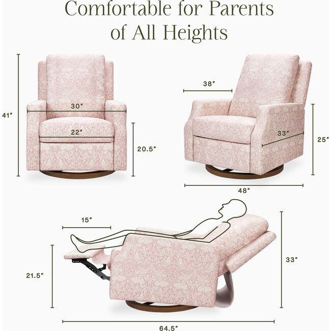 Crewe Recliner and Swivel Glider, Pure Brer Rabbit in Rose - Glider - 5