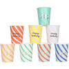 Stripe Happy Birthday Cups - Party - 1 - thumbnail