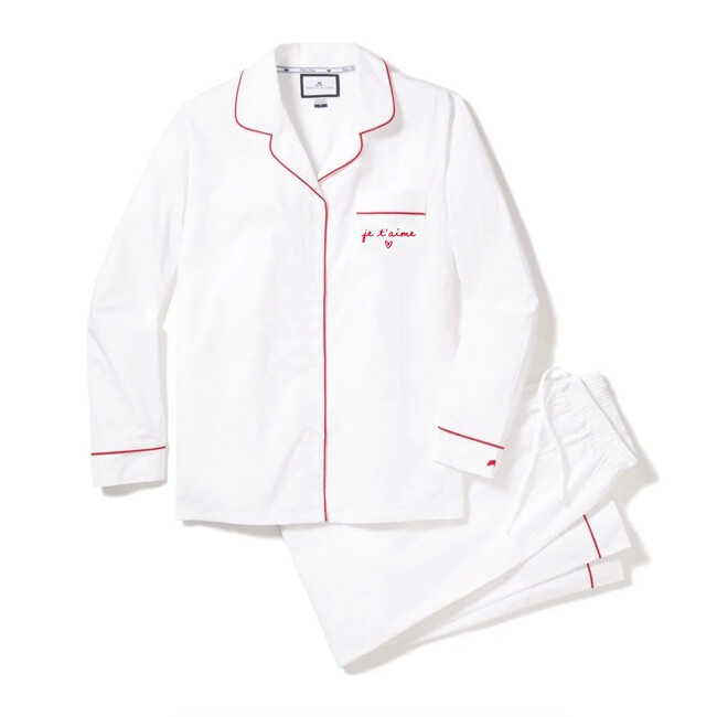 Petite Plume x Maisonette Women's Twill Pajamas, Je t'aime