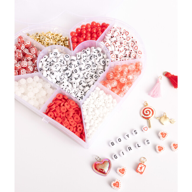 Love Letters Heart Shaped Box Red and White DIY Letter Bead Kit