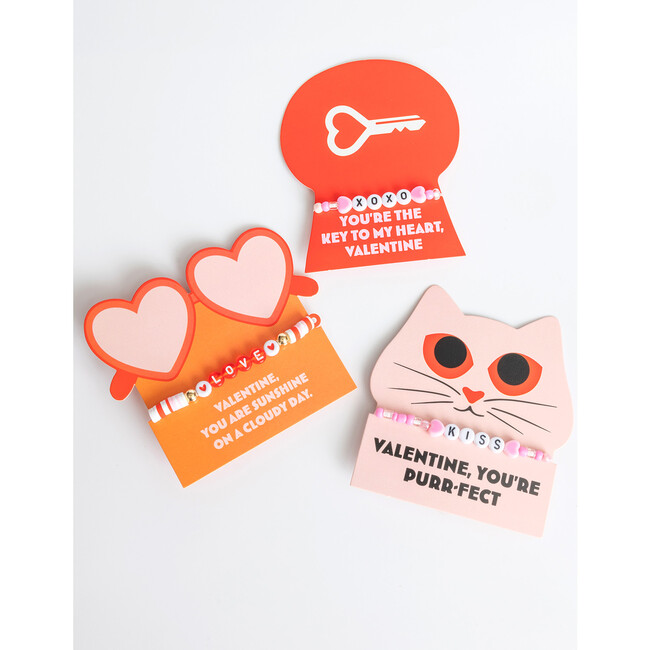 Valentine Beaded Bracelet Exchange Cards Set of Twelve