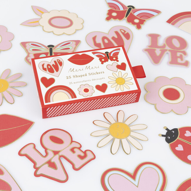 Groovy Love Shaped Stickers