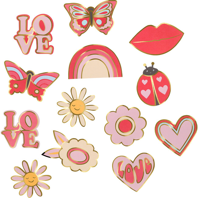 Groovy Love Shaped Stickers