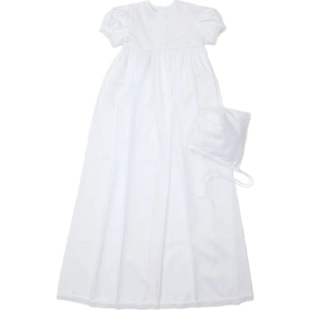Annalise S/S Christening Gown & Hat Set, White
