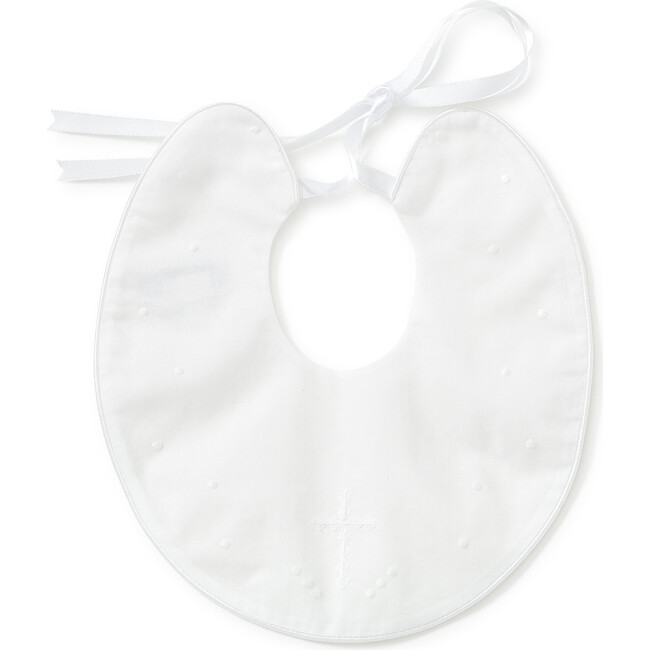 Boys Christening Bib, White