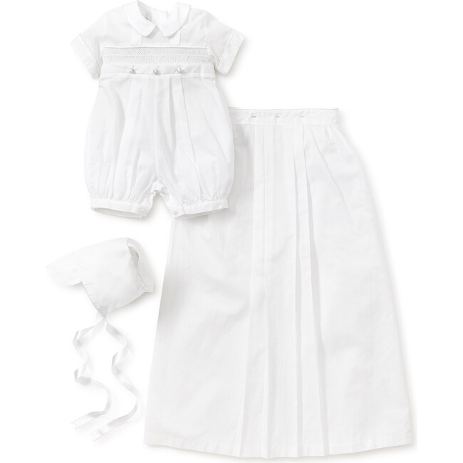 Phillip S/S Convertible Christening Gown & Hat Set, White