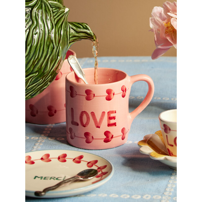 Ceramic Mug With Hand-Painted LOVE 420 ml, Pink