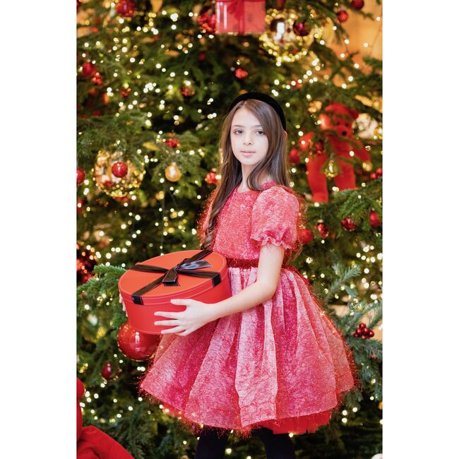 Festive Eyelash Midi Dress, Red - Dresses - 3