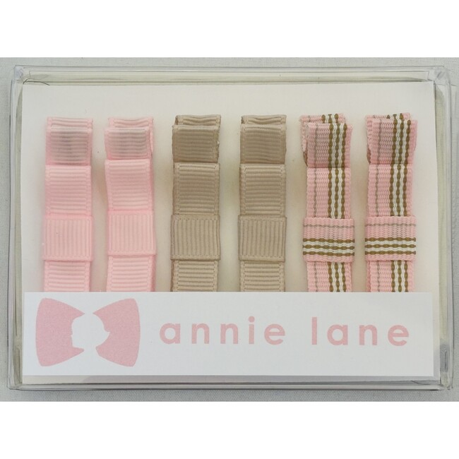 Six Bows Box Set, Pink/taupe pairs