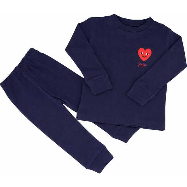 Baby + Kids Navy Smiley Heart Pajamas, Personalized