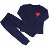 Baby + Kids Navy Smiley Heart Pajamas, Personalized - Pajamas - 1 - thumbnail