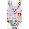Recycled Swim Beach Print Kid Ruffle - One Pieces - 2