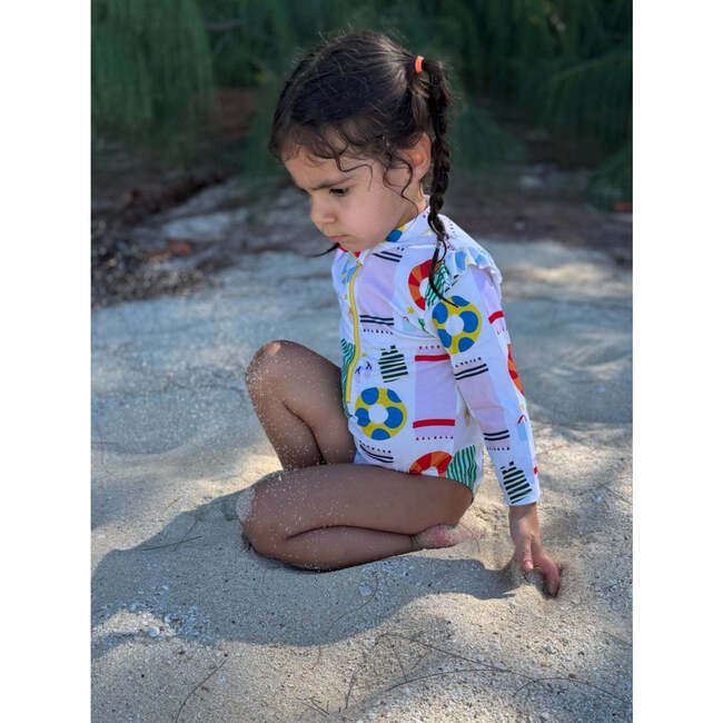 UPF 50+ Recycled Polyester Beach Baby Zipped Rashguard Onepiece