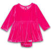 Long Sleeve Bubble Romper in Hot Pink Velvet - Rompers - 1 - thumbnail