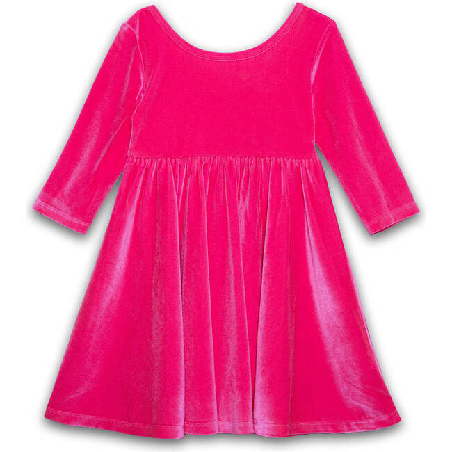 Twirly Dress in Hot Pink Stretch Velvet