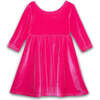 Twirly Dress in Hot Pink Stretch Velvet - Dresses - 1 - thumbnail