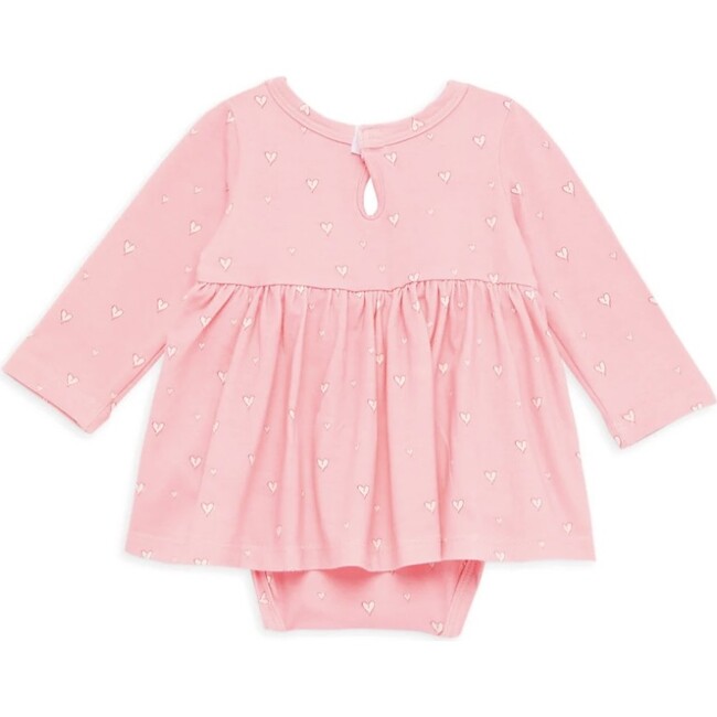 Long Sleeve Hearts Bubble Romper, Pink