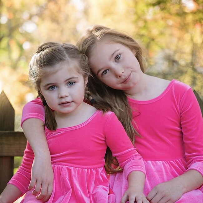 Twirly Dress in Hot Pink Stretch Velvet
