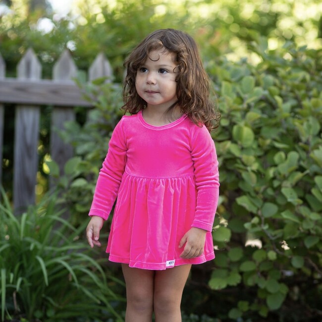 Long Sleeve Bubble Romper in Hot Pink Velvet - Rompers - 4