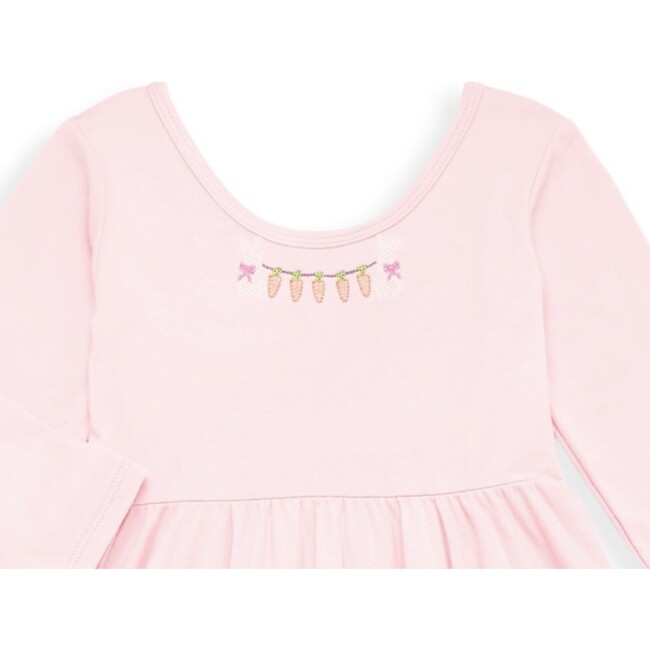 Long Sleeve Twirly Dress With Easter Embroidery, Pink