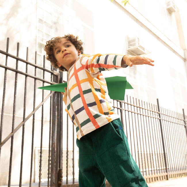 Recycled Cotton Warm Grid T- Shirt, Multi