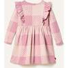Recycled Cotton Buffalo Check Ruffle Dress, Pink - Dresses - 1 - thumbnail