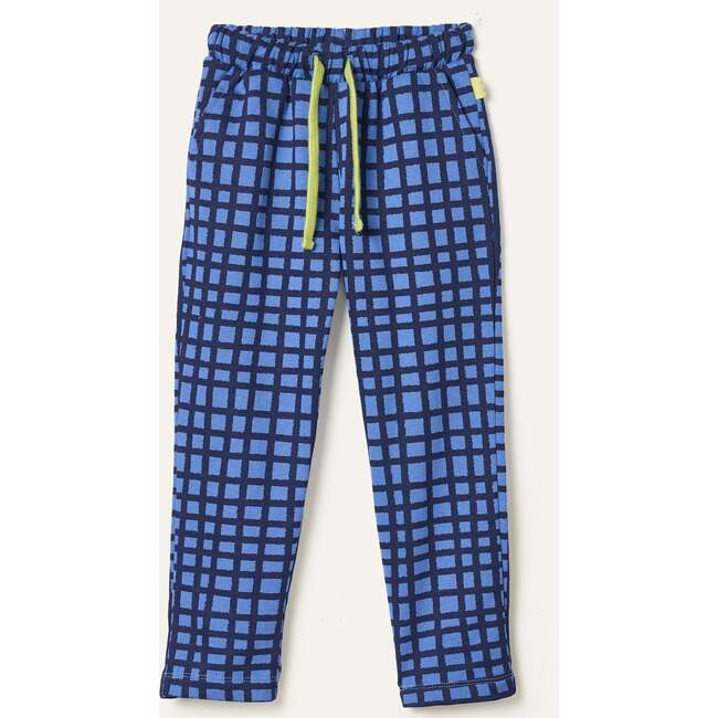 Recycled Cotton Blue Grid Jogger, Blue