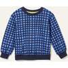 Recycled Cotton Blue Grid Sweatshirt, Blue - Sweatshirts - 1 - thumbnail