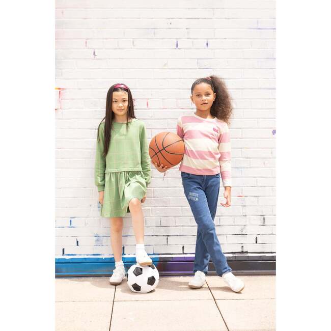 Recycled Cotton And Jersey Grid Dress, Green