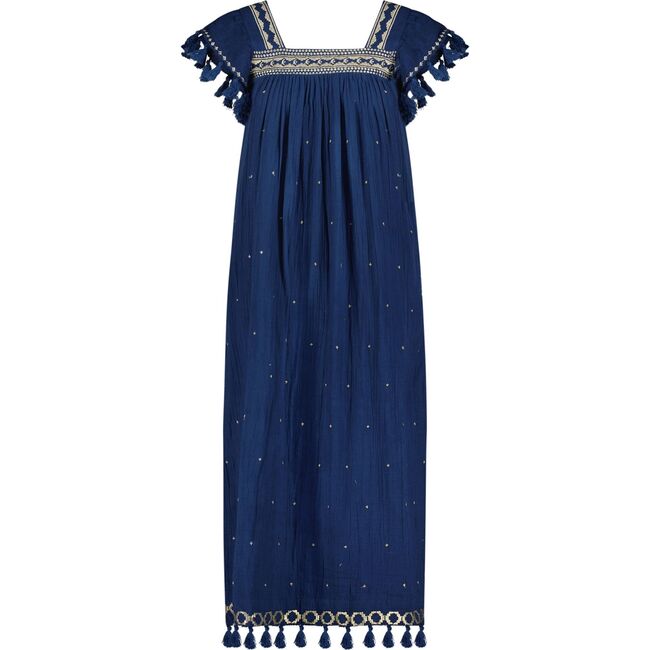 Maxi Sandrine Womens Dress Galaxy Embroidery, Blue