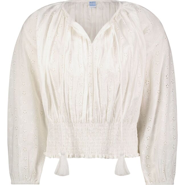 Lola Womens Blouse White Eyelet, White