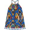 Mini Chantal Girls Dress Fiesta Blue Ikat, Blue - Dresses - 1 - thumbnail
