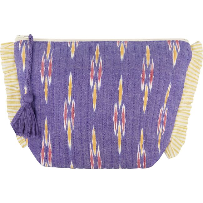 La Plage Ruffle Pouch Chambray Ikat, Chambray