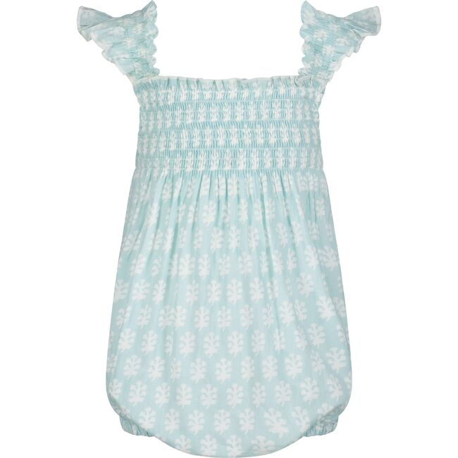 Leila Baby Romper Seafoam Booty, aqua-floral