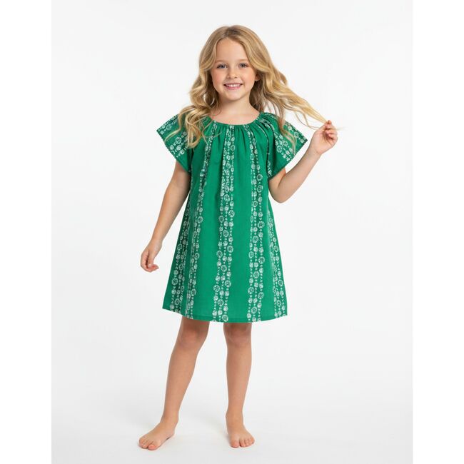 Mini Capucine Girls Caftan Jungle Sea Shells, Green