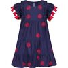 Sophie Girls Tassel Dress Navy Embroidery, Pink - Dresses - 1 - thumbnail